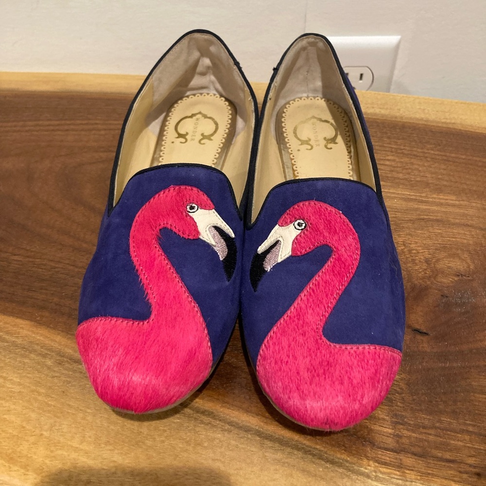 C Wonder flamingo suede loafers